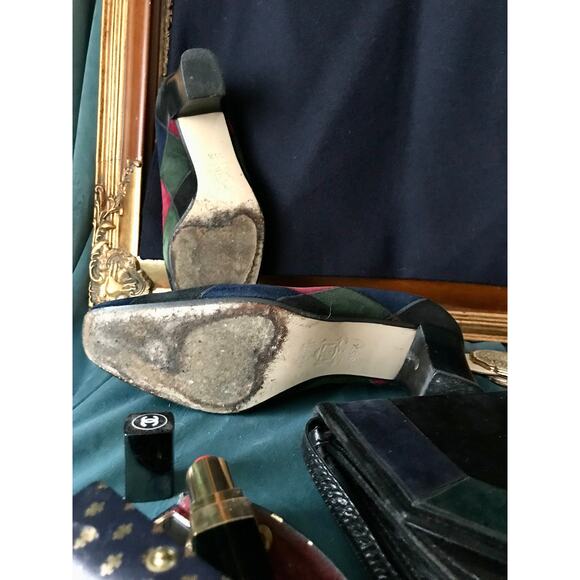 Linea Wallys’ suede pumps with harlequin pattern, size 4 1/2 - Picture 5 of 5